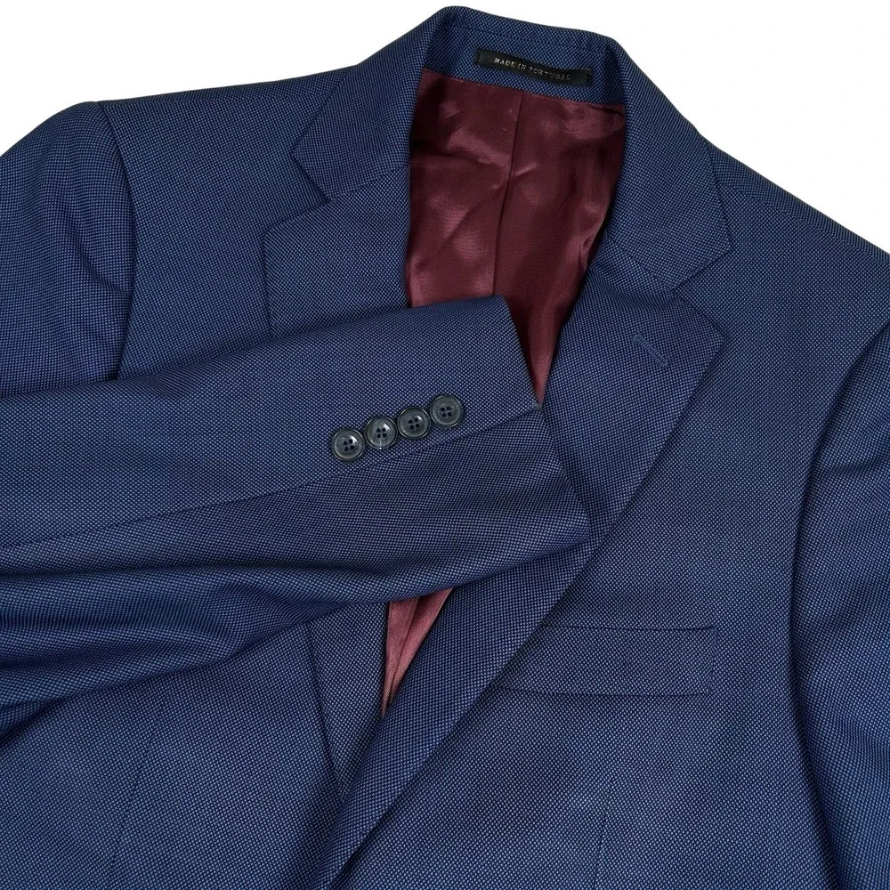 J. Hilburn Blazer Mens Size 38 Blue Vitale Barberis Canonico Italian Pure Wool